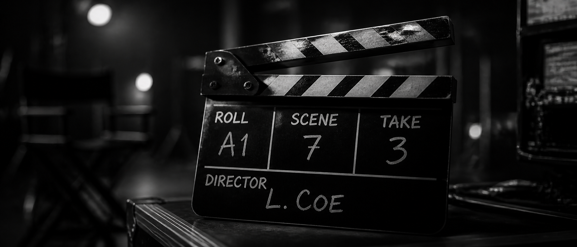 Clapperboard marked with Lily Coe production details