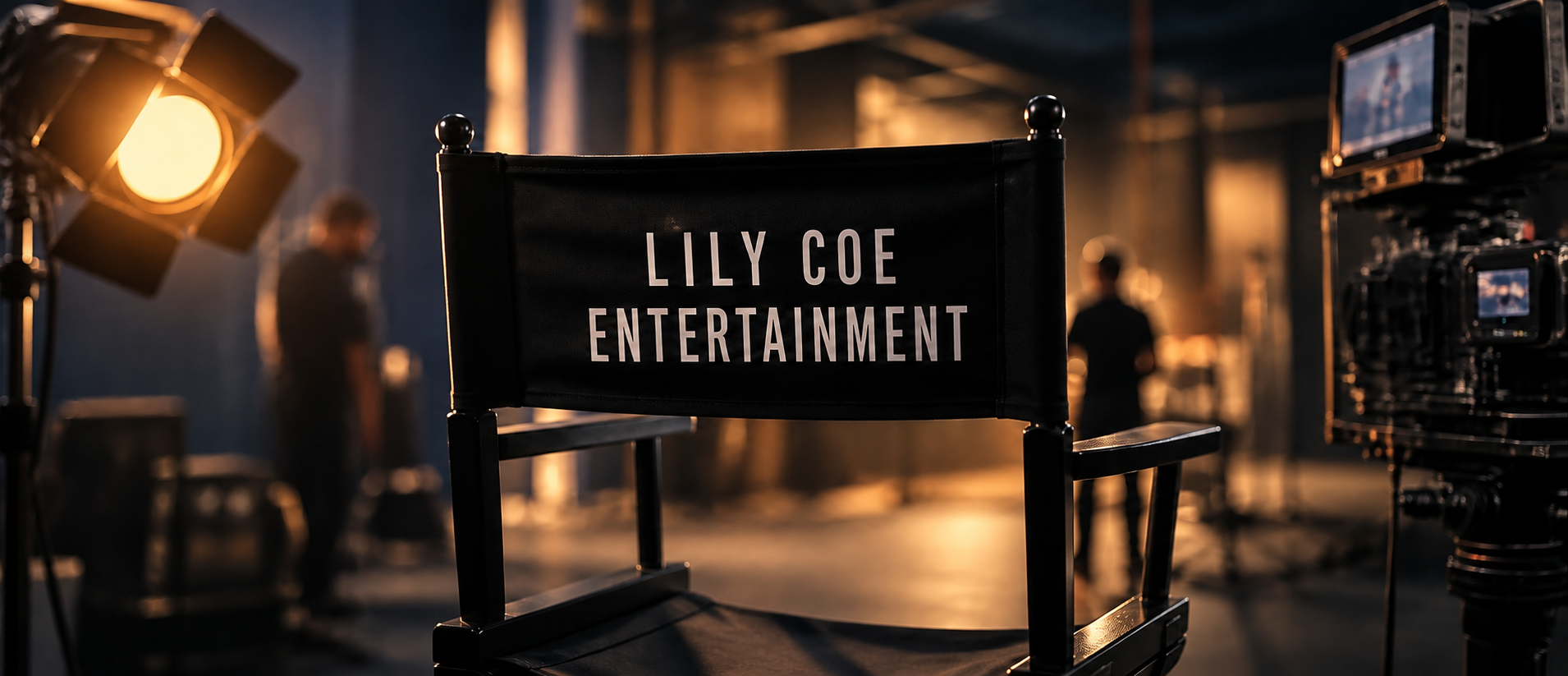 Director chair with Lily Coe Entertainment text