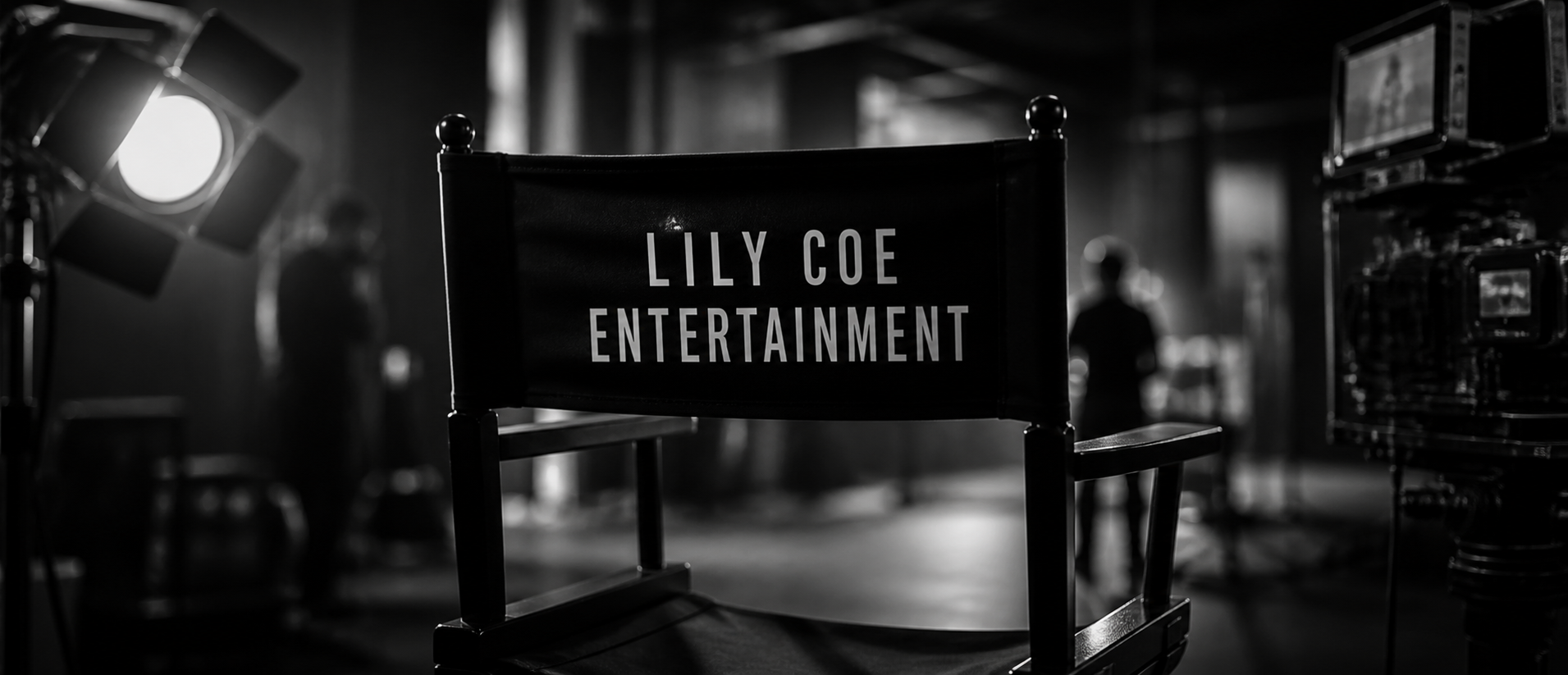 Director chair with Lily Coe Entertainment text