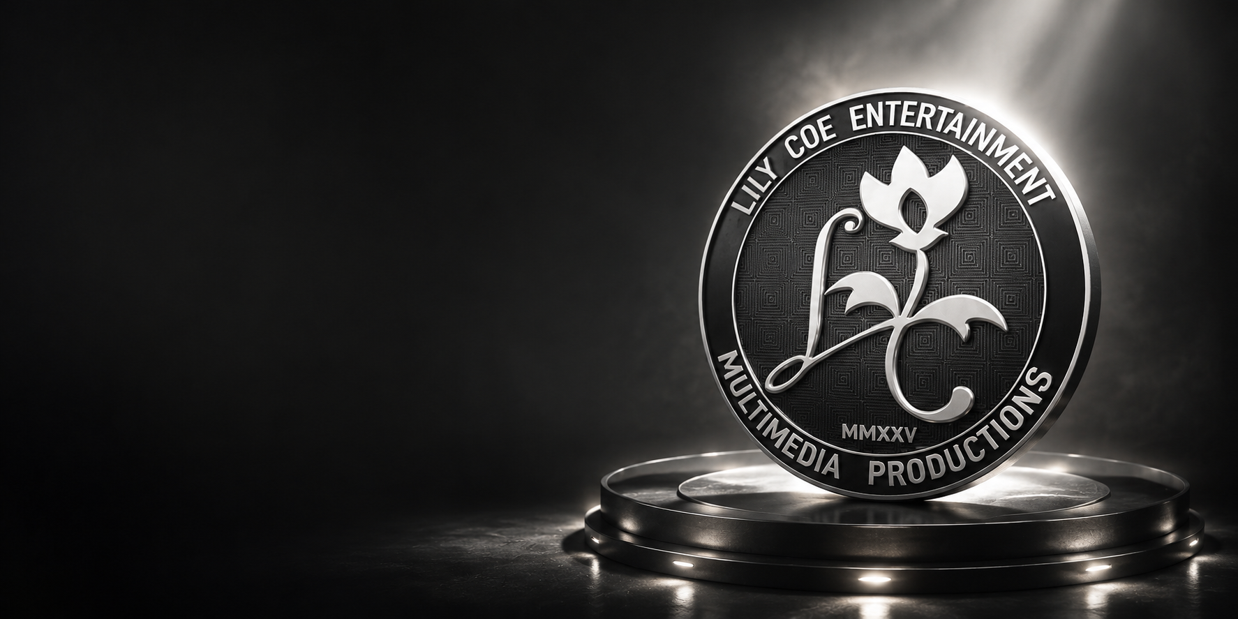 Lily Coe Entertainment logo on a dramatic lit stage